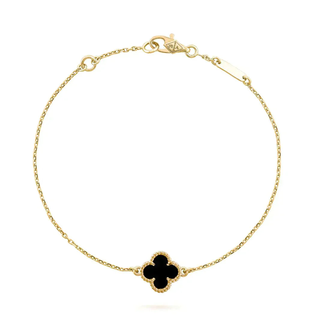 [Super Jewellery]CLOVER ONYX SINGLE FLOWER BRACELET