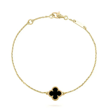 [Super CiCi ]CLOVER ONYX SINGLE FLOWER BRACELET