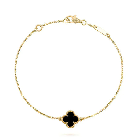 [Super Jewellery]CLOVER ONYX SINGLE FLOWER BRACELET
