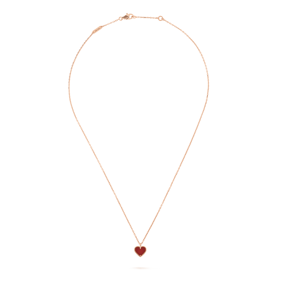 [Super Jewellery]SWEET CLOVER CARNELIAN HEART NECKLACE