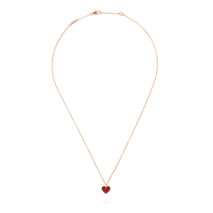 [Super Jewellery]SWEET CLOVER CARNELIAN HEART NECKLACE