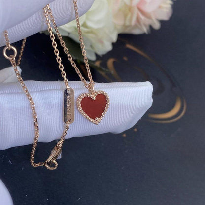 [Super Jewellery]SWEET CLOVER CARNELIAN HEART NECKLACE