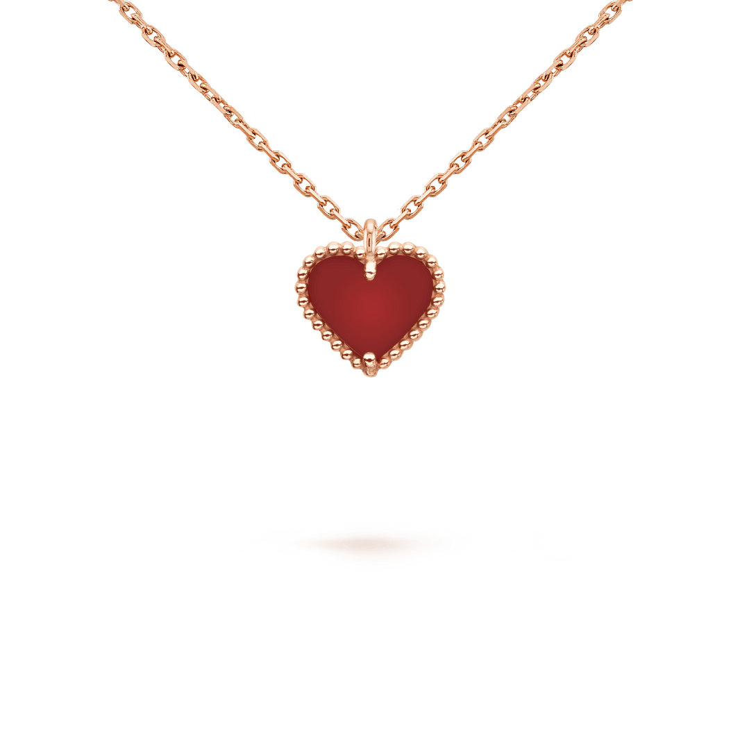 [Super Jewellery]SWEET CLOVER CARNELIAN HEART NECKLACE