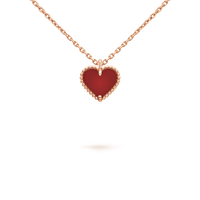 [Super Jewellery]SWEET CLOVER CARNELIAN HEART NECKLACE
