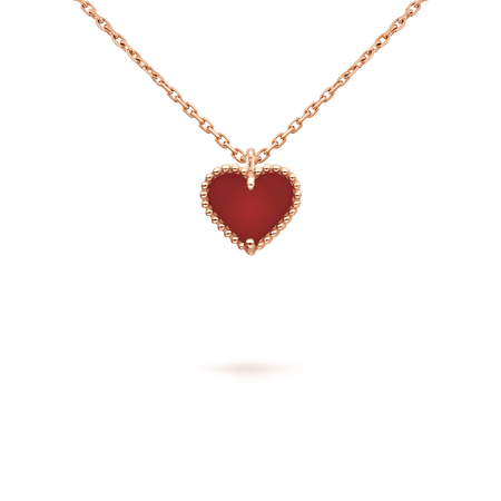 [Super Jewellery]SWEET CLOVER CARNELIAN HEART NECKLACE