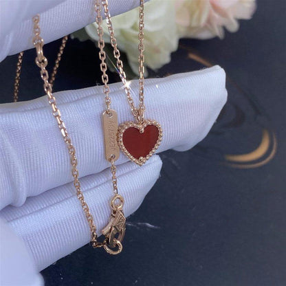 [Super Jewellery]SWEET CLOVER CARNELIAN HEART NECKLACE