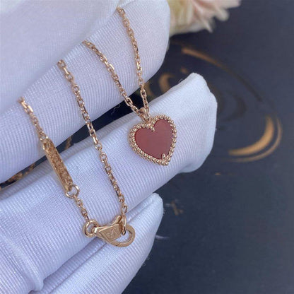[Super Jewellery]SWEET CLOVER CARNELIAN HEART NECKLACE