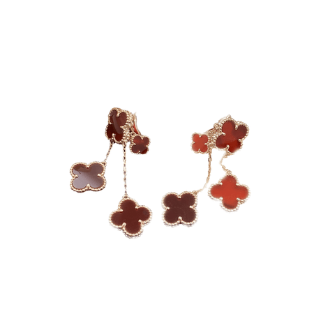 [Super Jewellery]CLOVER EARRINGS CARNELIAN 4 MOTIFS PINK GOLD