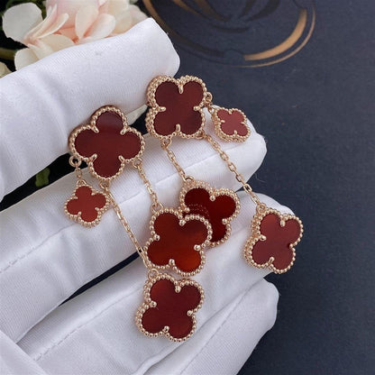 [Super Jewellery]CLOVER EARRINGS CARNELIAN 4 MOTIFS PINK GOLD