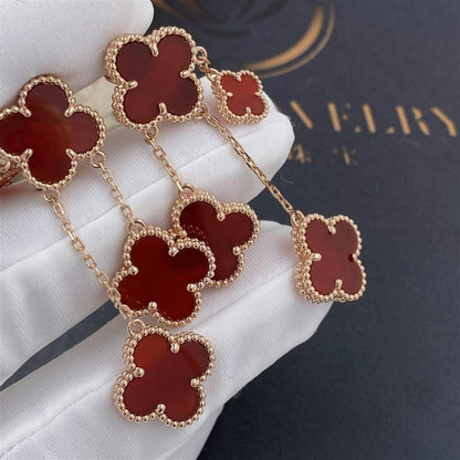 [Super Jewellery]CLOVER EARRINGS CARNELIAN 4 MOTIFS PINK GOLD