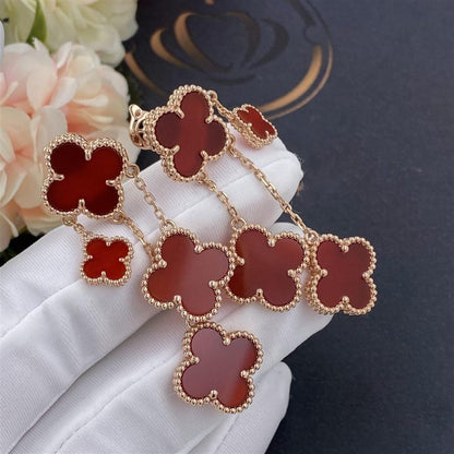 [Super Jewellery]CLOVER EARRINGS CARNELIAN 4 MOTIFS PINK GOLD