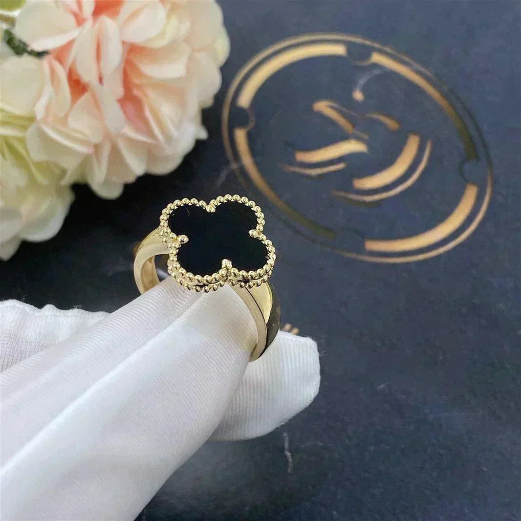 [Super Jewellery]CLOVER ONYX RING
