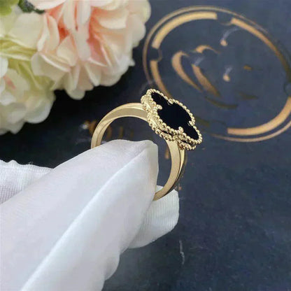 [Super Jewellery]CLOVER ONYX RING