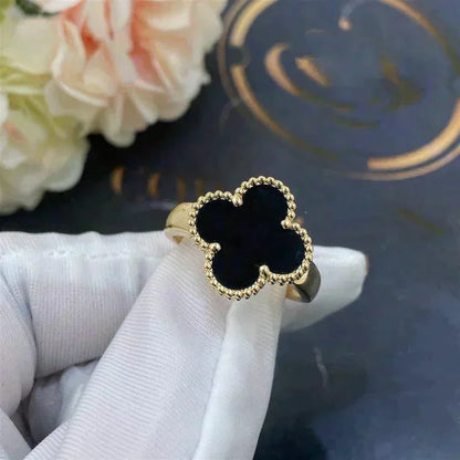 [Super Jewellery]CLOVER ONYX RING