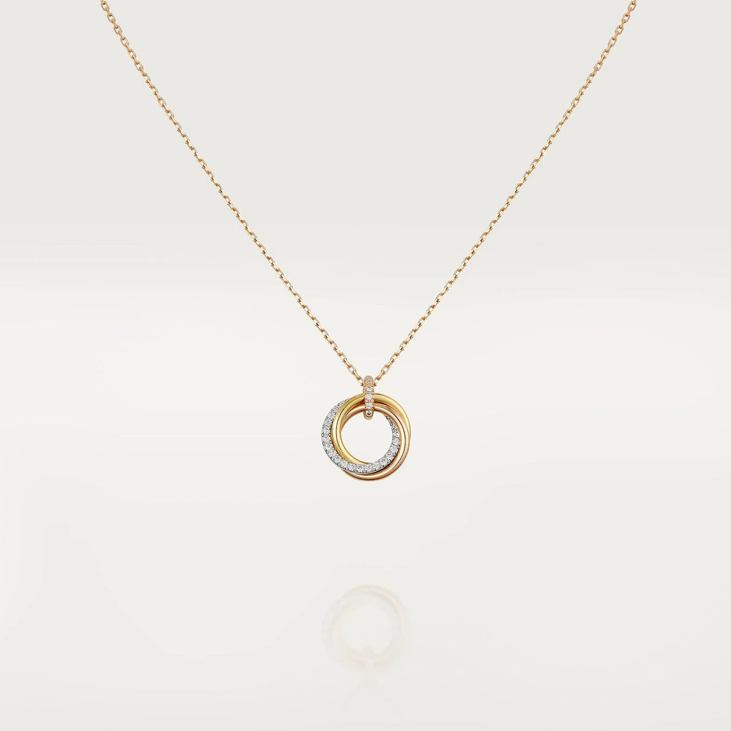[Super Jewellery]TRINITY NECKLACE SILVER GOLD PINK GOLD DIAMONDS