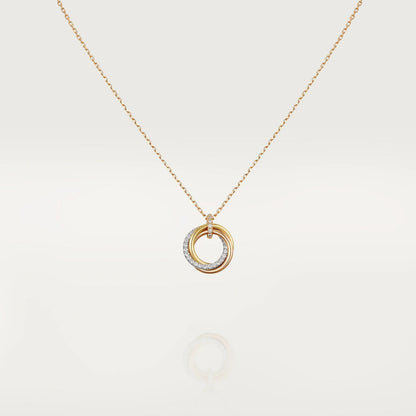 [Super Jewellery]TRINITY NECKLACE SILVER GOLD PINK GOLD DIAMONDS