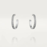 [Super Jewellery]LOVE DIAMOND SILVER HOOP EARRINGS