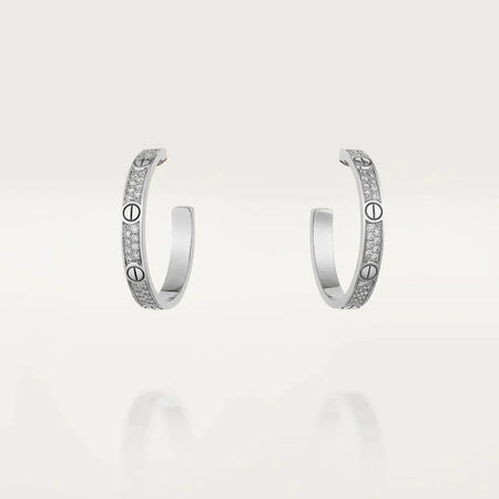 [Super Jewellery]LOVE DIAMOND SILVER HOOP EARRINGS