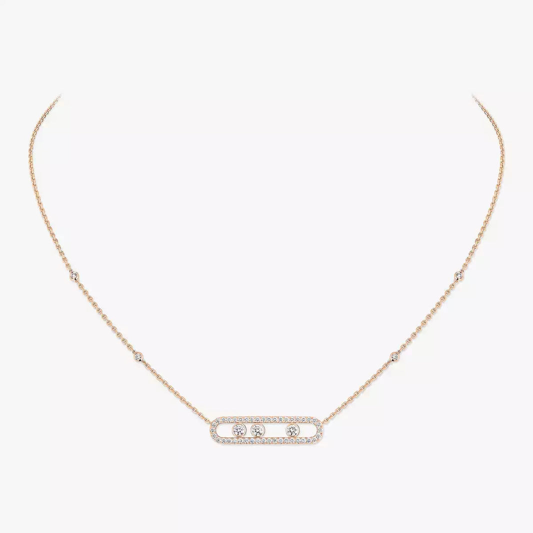 [Super Jewellery] Move Pave_ Rose Gold Diamond Necklace