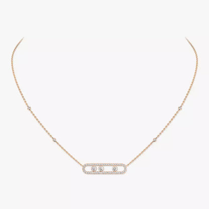 [Super Jewellery] Move Pave_ Rose Gold Diamond Necklace
