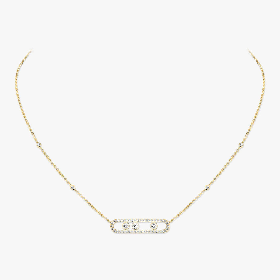 [Super Jewellery] Move Pave_ Rose Gold Diamond Necklace