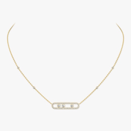 [Super Jewellery] Move Pave_ Rose Gold Diamond Necklace