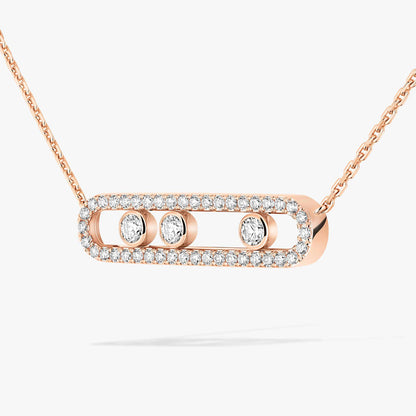 [Super Jewellery] Move Pave_ Rose Gold Diamond Necklace