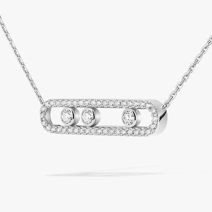 [Super Jewellery] Move Pave_ Rose Gold Diamond Necklace