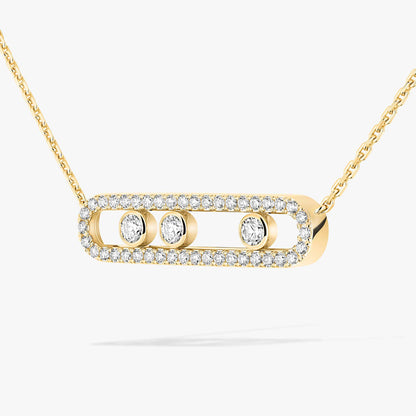 [Super Jewellery] Move Pave_ Rose Gold Diamond Necklace