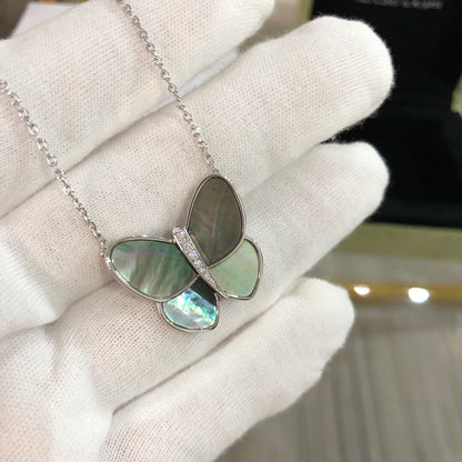 [Super Jewellery]LARGE BUTTERFLY SILVER PENDANT DIAMOND NECKLACE