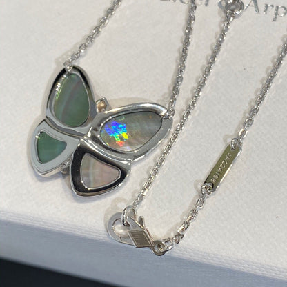 [Super Jewellery]LARGE BUTTERFLY SILVER PENDANT DIAMOND NECKLACE