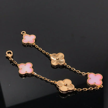 [Super Jewellery] CLOVER 5 MOTIFS  PINK MOP BRACELET COLLECTION