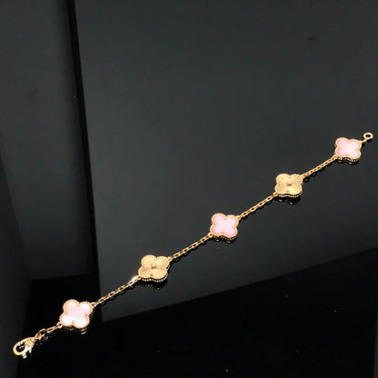 [Super Jewellery] CLOVER 5 MOTIFS  PINK MOP BRACELET COLLECTION