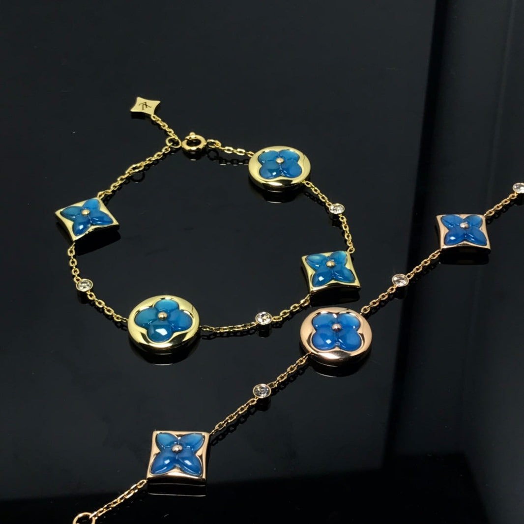 [Super Jewellery]STAR AND SUN 4 MOTIF BLUE BRACELET