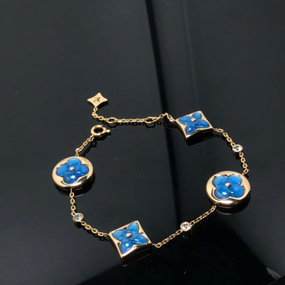 [Super Jewellery]STAR AND SUN 4 MOTIF BLUE BRACELET