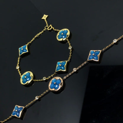 [Super Jewellery]STAR AND SUN 4 MOTIF BLUE BRACELET
