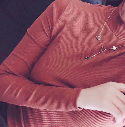 [Super Jewellery]LUCKY SPRING 4 MOTIFS ROSE GOLD NECKLACE