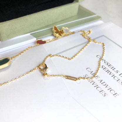 [Super Jewellery]LUCKY SPRING 4 MOTIFS ROSE GOLD NECKLACE