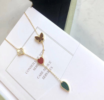 [Super Jewellery]LUCKY SPRING 4 MOTIFS ROSE GOLD NECKLACE