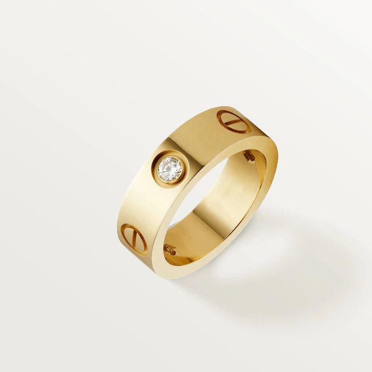 [Super Jewellery]LOVE RING 5.5MM 3 DIAMONDS PINK GOLD