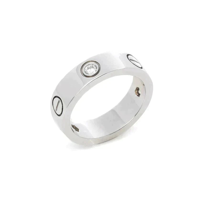 [Super Jewellery]LOVE RING 5.5MM 3 DIAMONDS SILVER