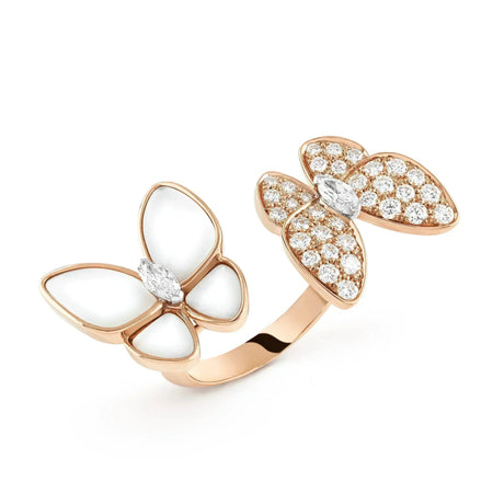 [Super Jewellery]TWIN BUTTERFLY DIAMOND MOP RING