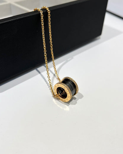 [Super]ZERO 1 BLACK CERAMIC DIAMOND PINK GOLD NECKLACE