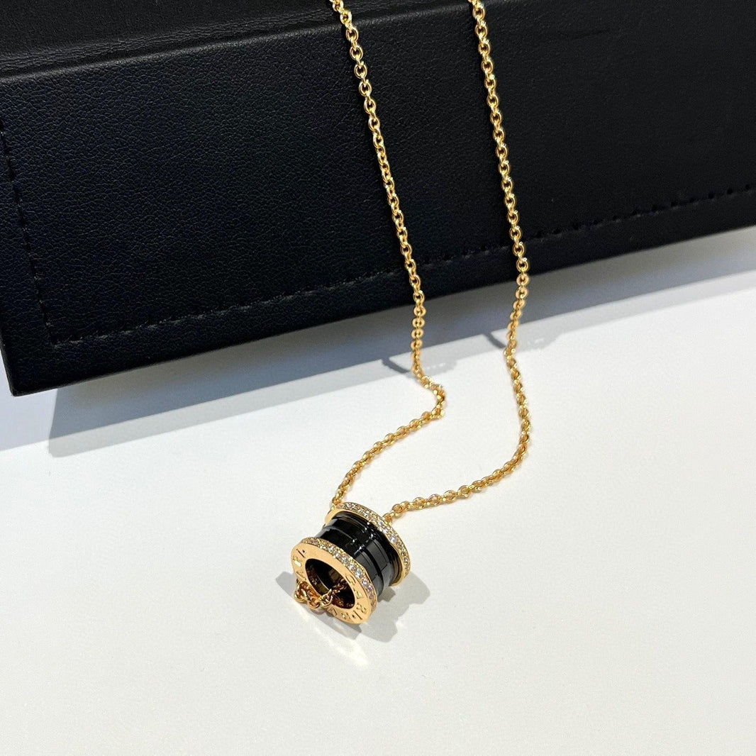 [Super]ZERO 1 BLACK CERAMIC DIAMOND PINK GOLD NECKLACE