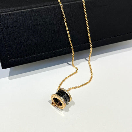 [Super]ZERO 1 BLACK CERAMIC DIAMOND PINK GOLD NECKLACE